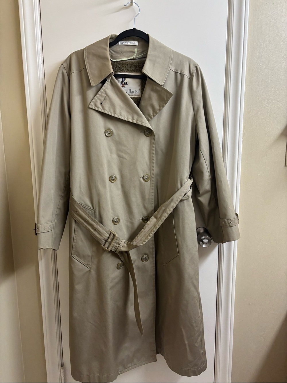 Vintage Misty Harbor Trench Coat Womens 14R Tan Belted Zip Out Liner Warm Jacket